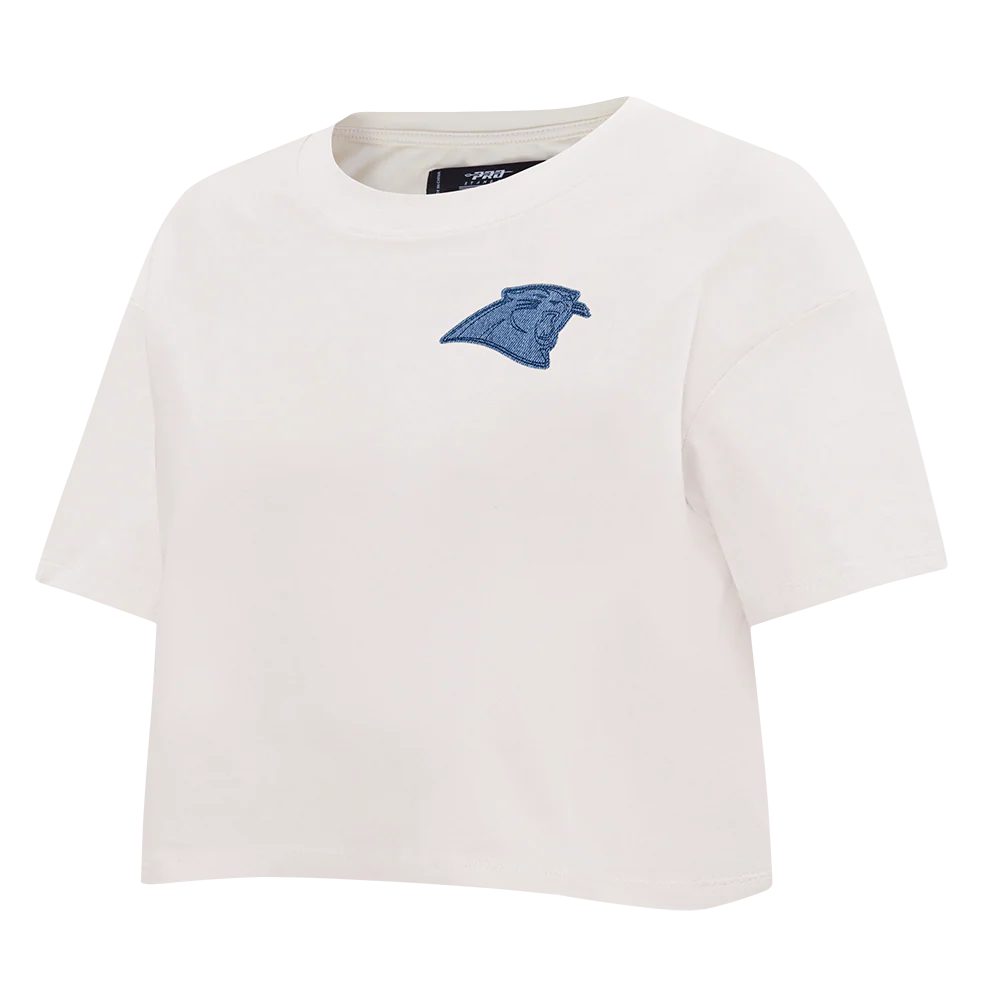 NFL CAROLINA PANTHERS VARSITY BLUES WOMEN'S SJ BOXY TEE (LINEN) - Image 4