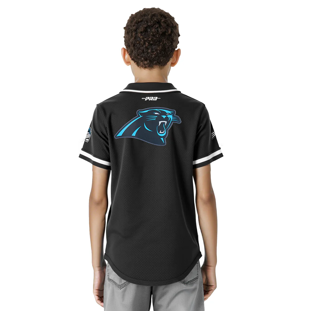 NFL CAROLINA PANTHERS CLASSIC BIG BOY'S MESH BUTTON DOWN SHIRT (BLACK) - Image 2