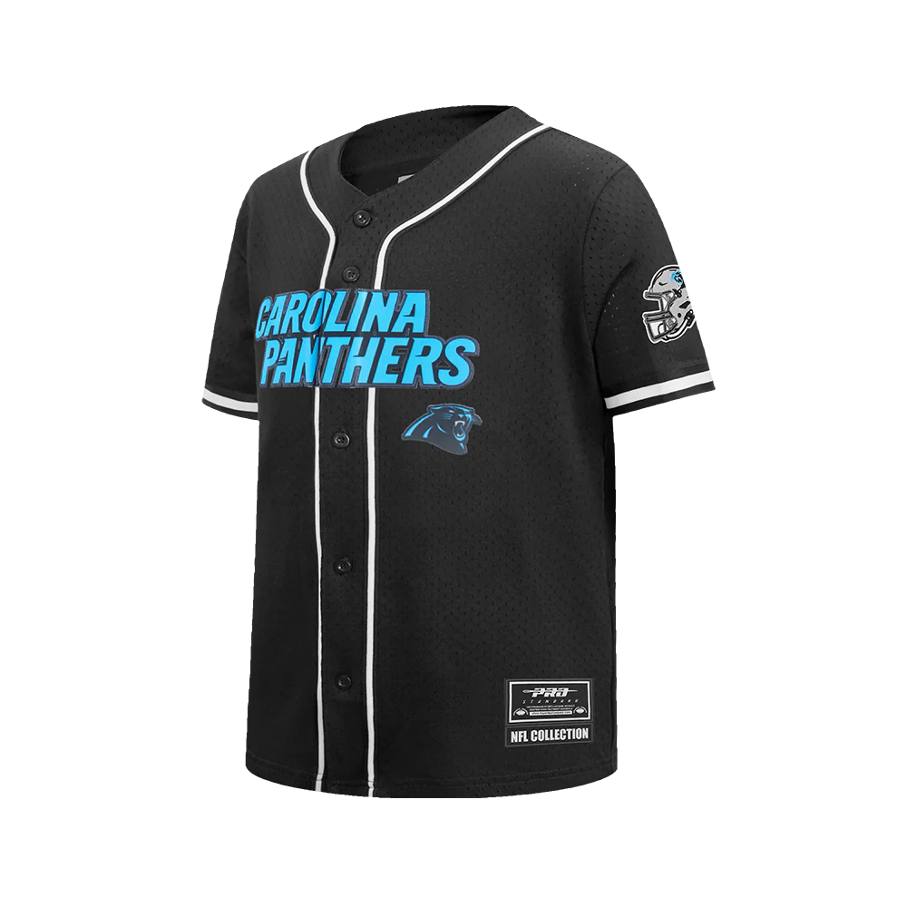 NFL CAROLINA PANTHERS CLASSIC BIG BOY'S MESH BUTTON DOWN SHIRT (BLACK) - Image 3