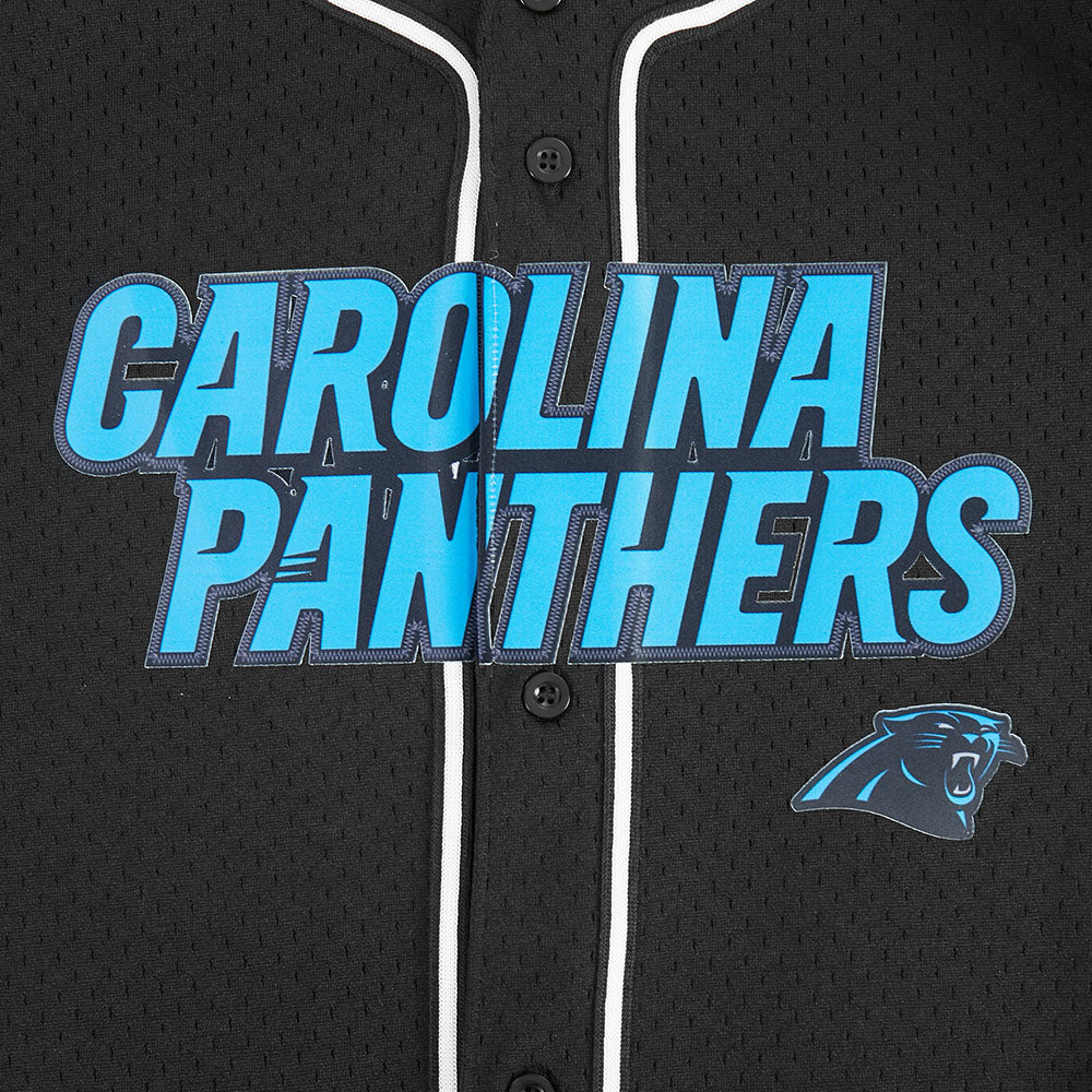 NFL CAROLINA PANTHERS CLASSIC BIG BOY'S MESH BUTTON DOWN SHIRT (BLACK) - Image 7