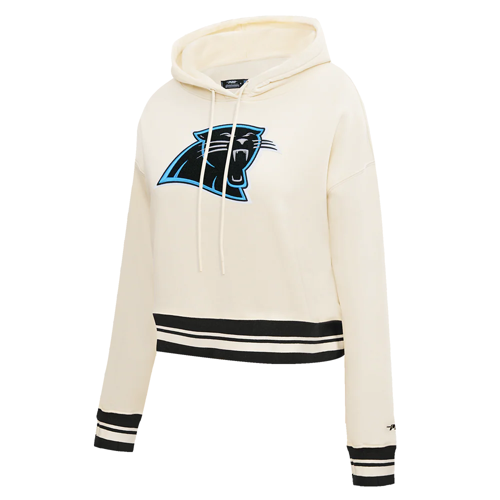 NFL CAROLINA PANTHERS RETRO CLASSIC WOMEN'S RIB CROPPED PO HOODIE (EGGSHELL/ BLACK) - Image 12