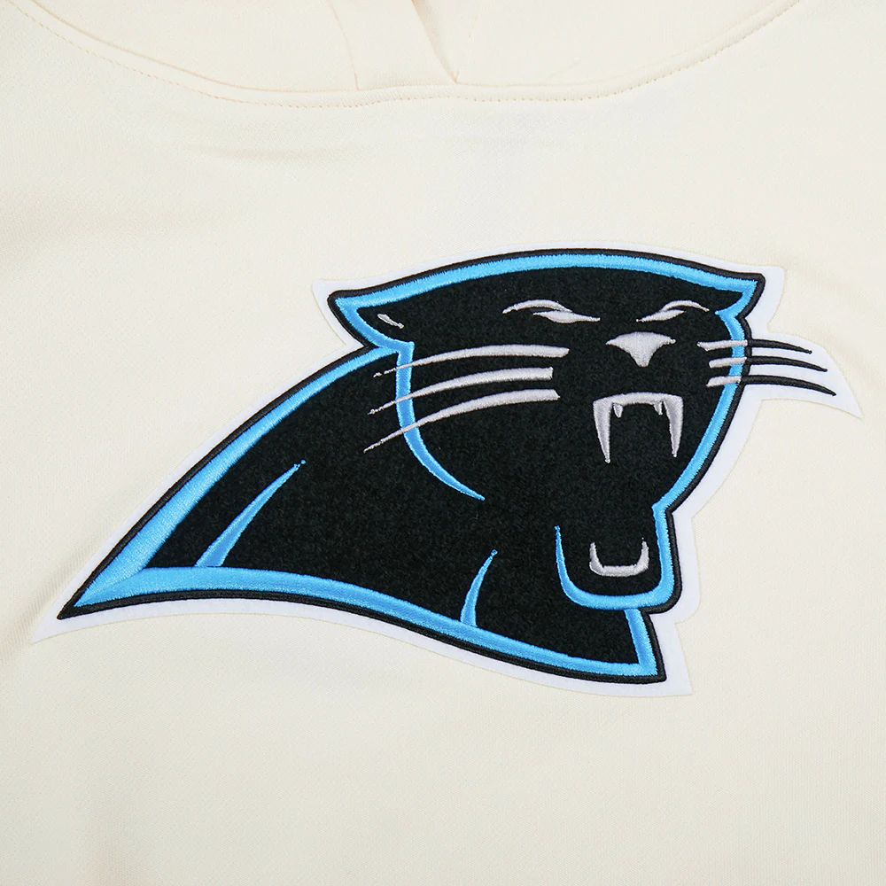 NFL CAROLINA PANTHERS RETRO CLASSIC WOMEN'S RIB CROPPED PO HOODIE (EGGSHELL/ BLACK) - Image 7