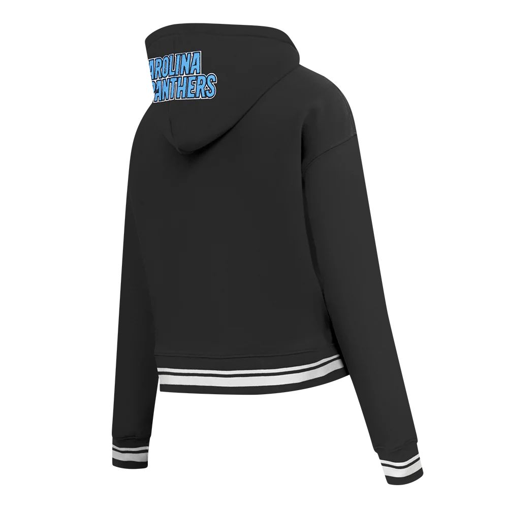 NFL CAROLINA PANTHERS MASHUP WOMEN'S RIB CROPPED PO HOODIE (BLACK) - Image 6
