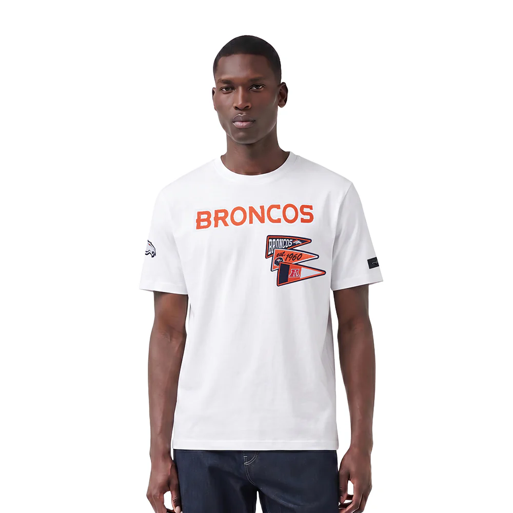 NFL DENVER BRONCOS TEAM PENNATS MEN'S WORDMARK SJ TEE (WHITE)