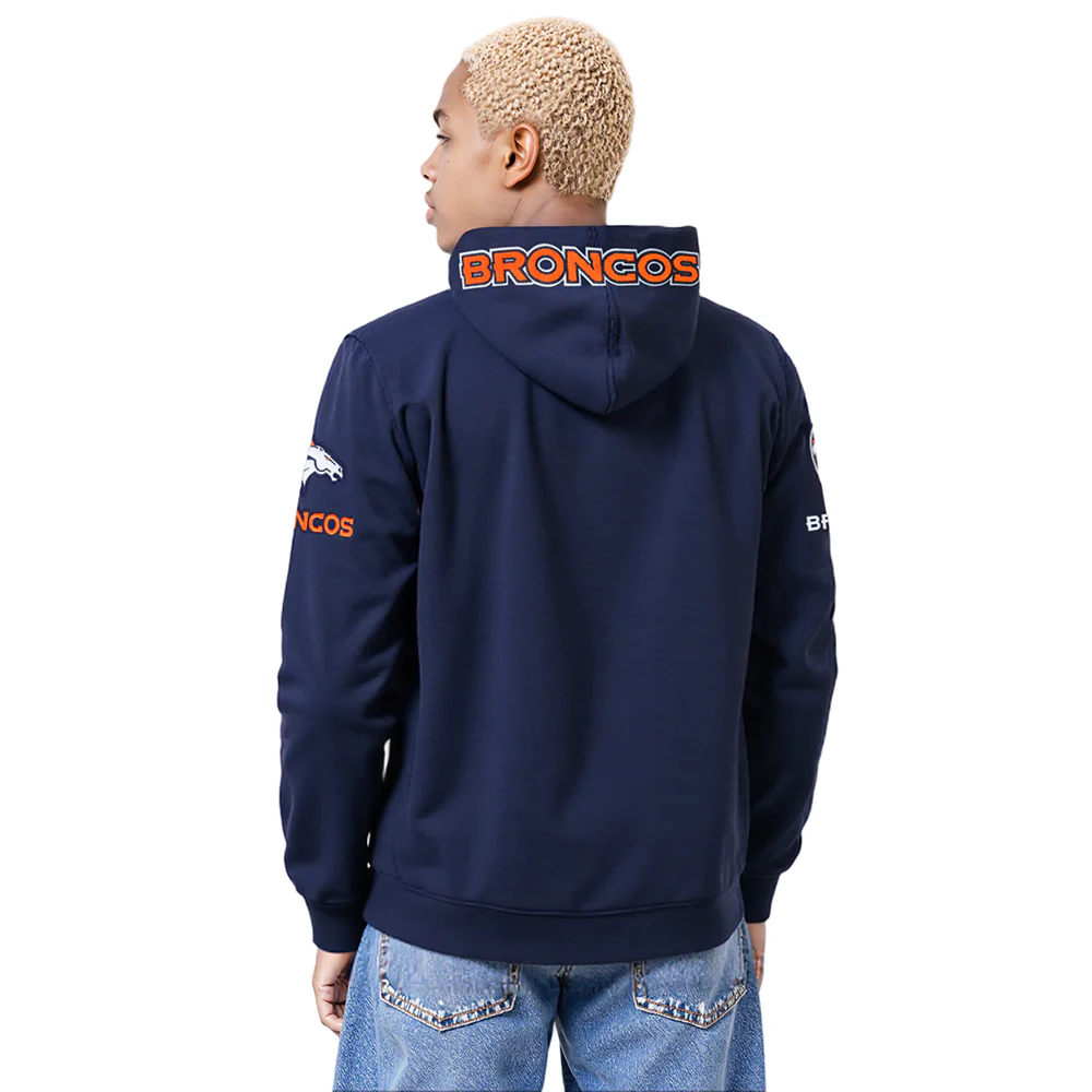 NFL DENVER BRONCOS CLASSIC CHENILLE MEN'S PULL OVER HOODIE (MIDNIGHT NAVY) - Image 2