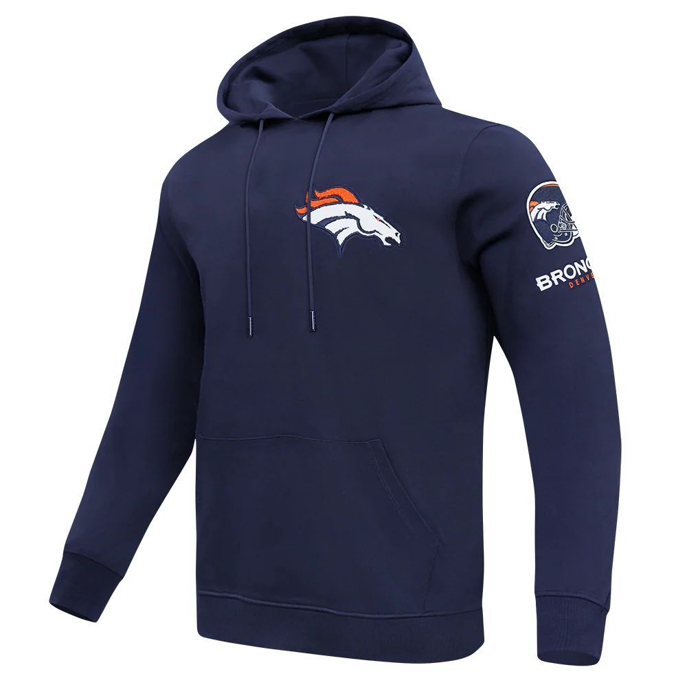 NFL DENVER BRONCOS CLASSIC CHENILLE MEN'S PULL OVER HOODIE (MIDNIGHT NAVY) - Image 3