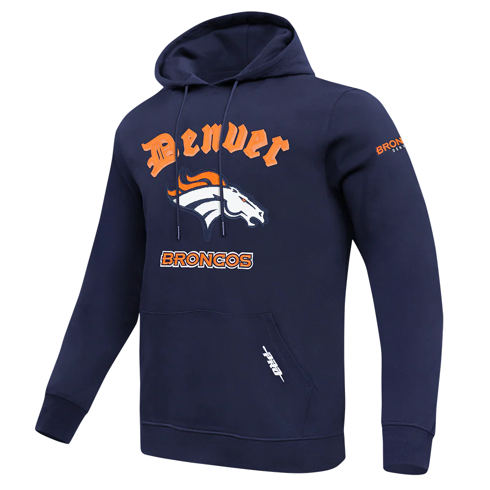 NFL DENVER BRONCOS OLD ENGLISH MEN'S PO HOODIE (MIDNIGHT NAVY) - Image 3