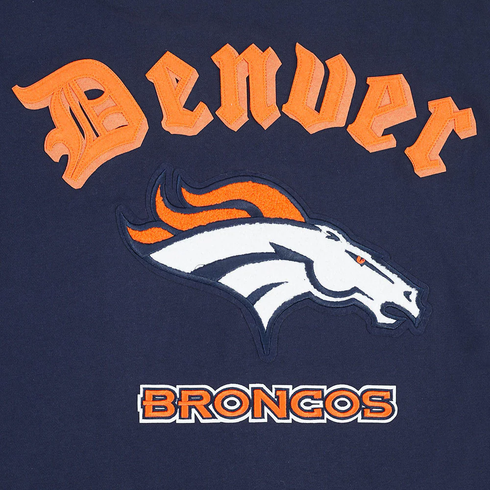 NFL DENVER BRONCOS OLD ENGLISH MEN'S PO HOODIE (MIDNIGHT NAVY) - Image 7