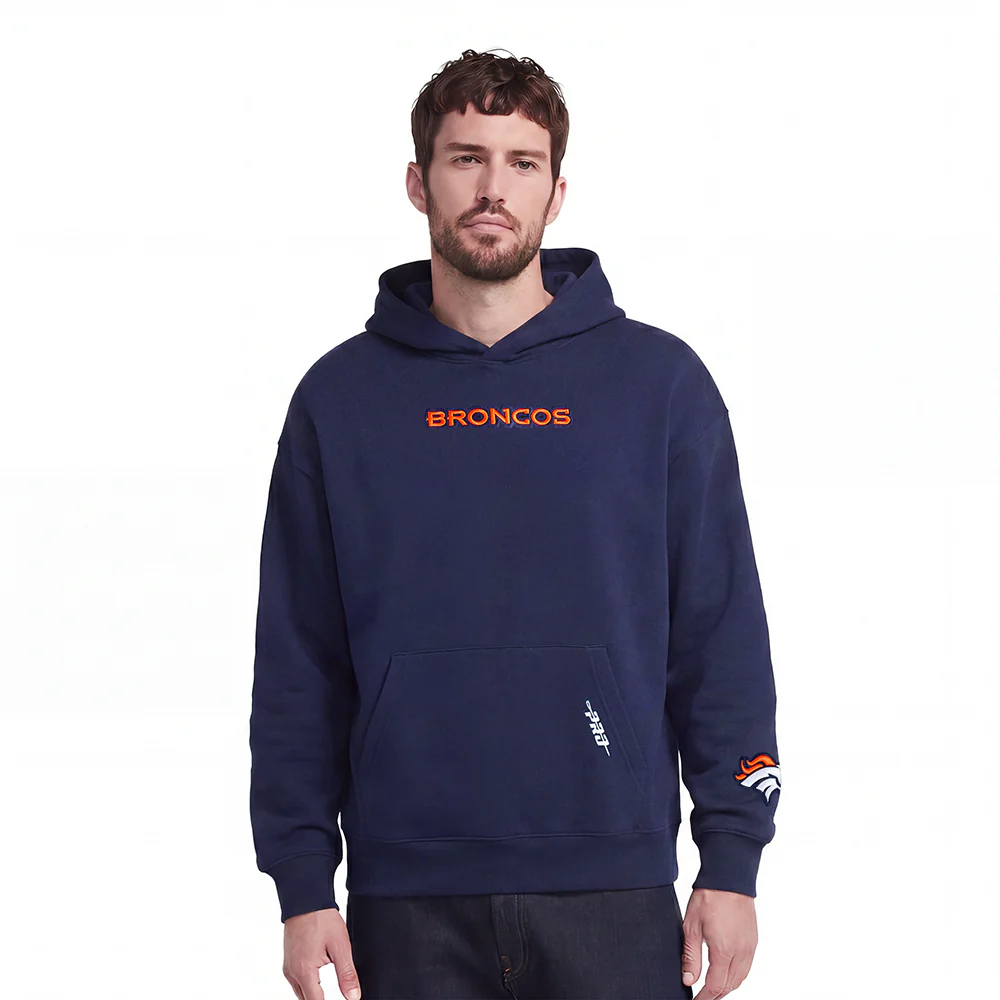 NFL DENVER BRONCOS WINGSPAN MEN'S DROP SHOULDER FLC PO HOODIE (MIDNIGHT NAVY) - Image 2