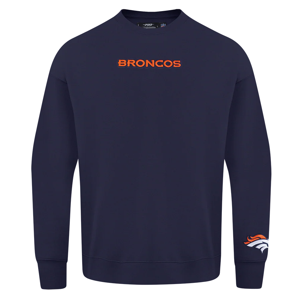 NFL DENVER BRONCOS WINGSPAN MEN'S DROP SHOULDER FLC CREWNECK (MIDNIGHT NAVY) - Image 3