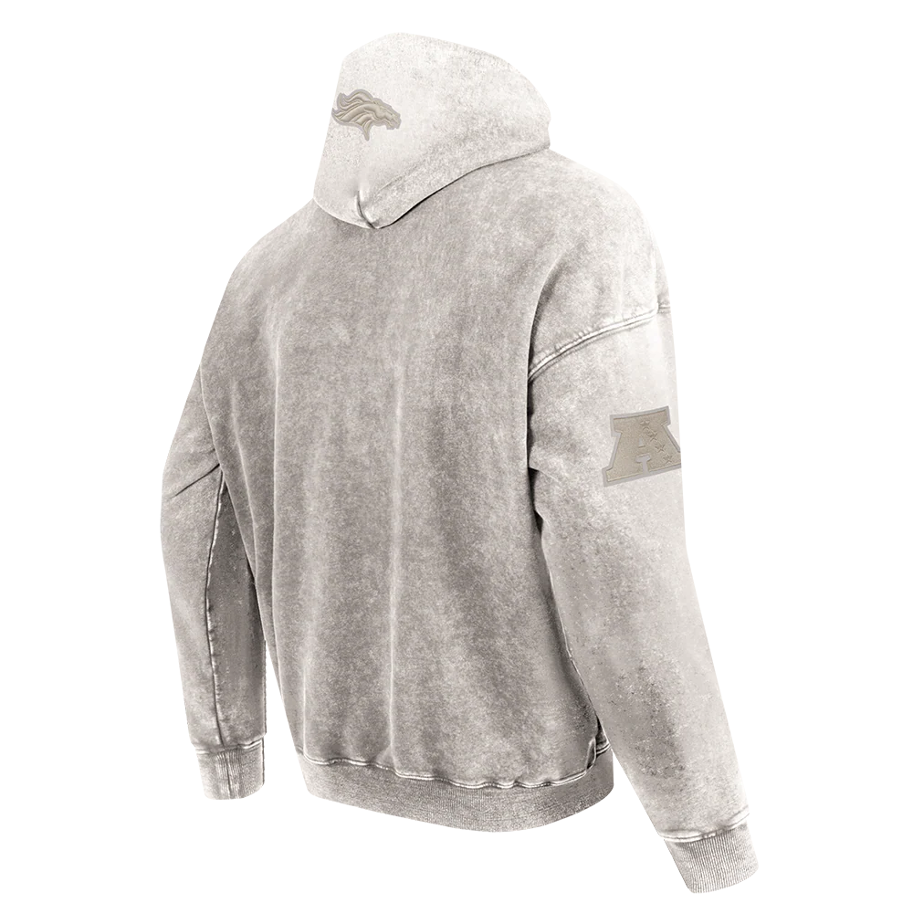 NFL DENVER BRONCOS WASHED CLASSIC MEN'S ENZYME WASH DROP SHOULDER FT PO HOODIE (WASHED WARM SLATE) - Image 4