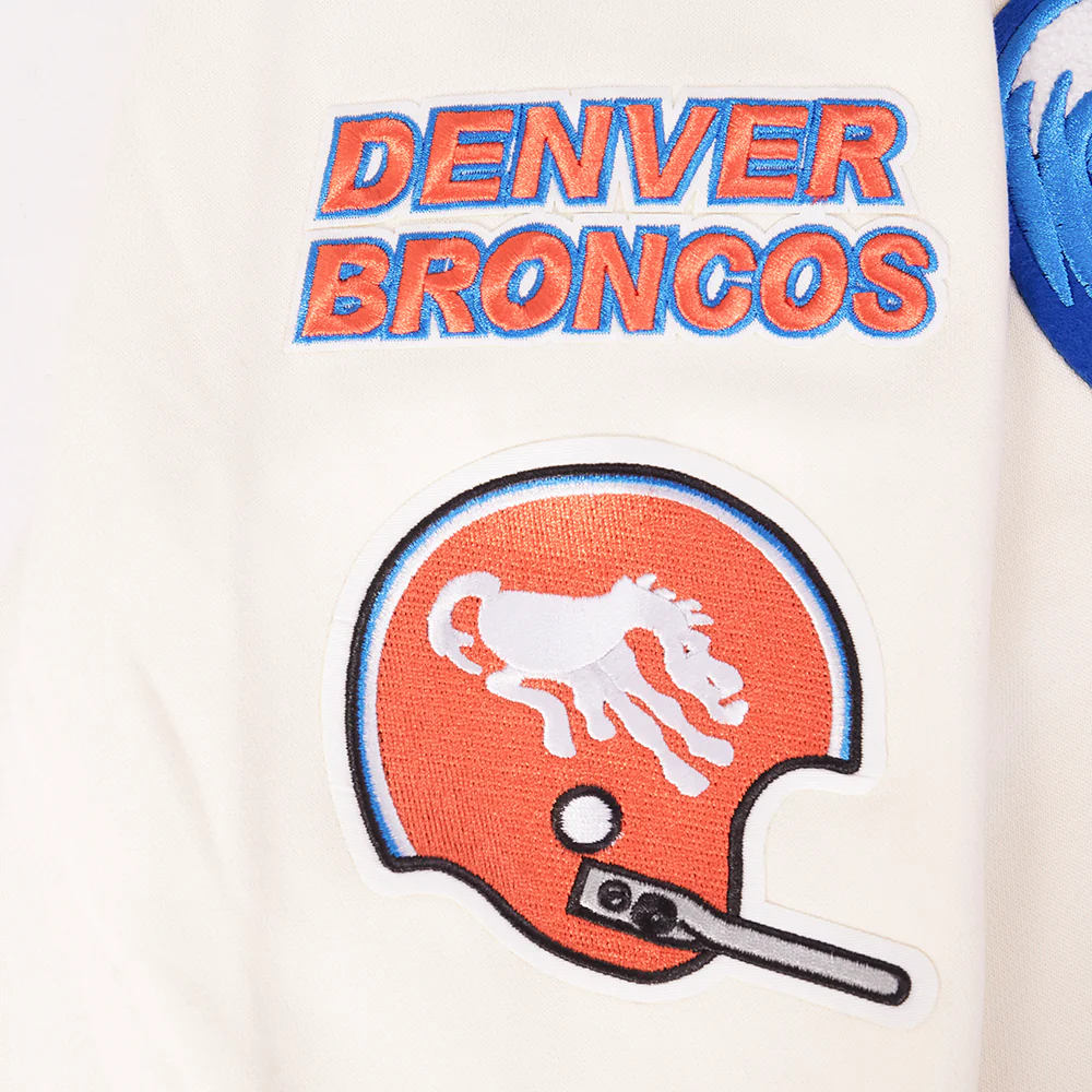 NFL DENVER BRONCOS RETRO CLASSIC MEN'S PULLOVER HOODIE (EGGSHELL/ROYAL BLUE) - Image 9