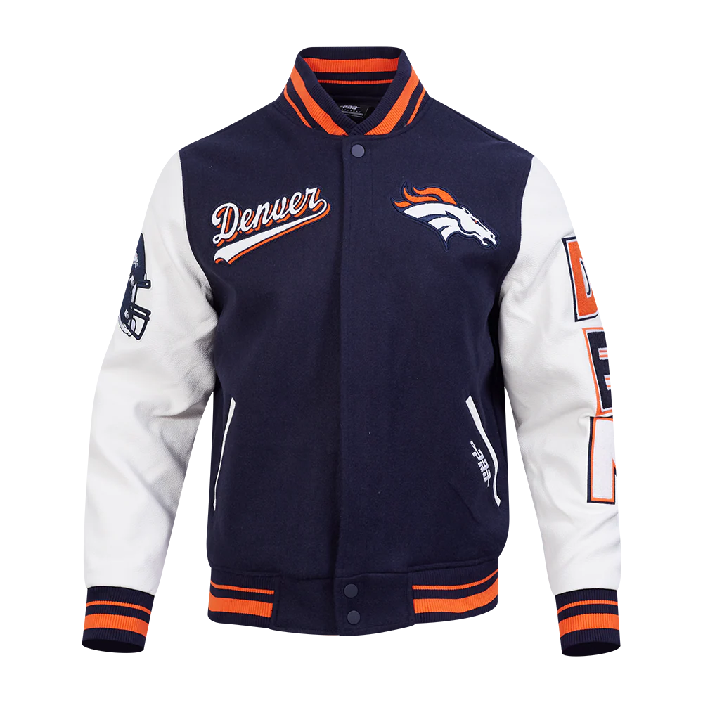 NFL DENVER BRONCOS SCRIPT TAIL MEN'S RIB WOOL VARSITY (MIDNIGHT NAVY/ORANGE/MIDNIGHT NAVY) - Image 3