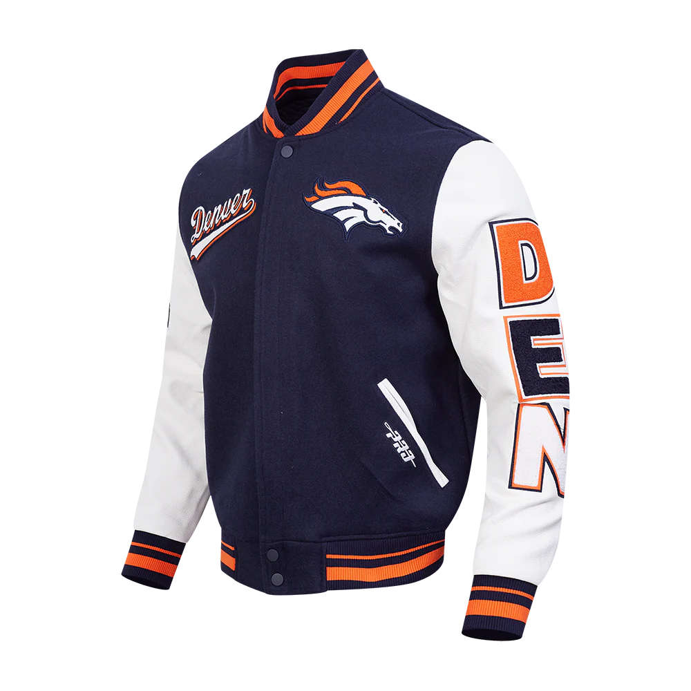 NFL DENVER BRONCOS SCRIPT TAIL MEN'S RIB WOOL VARSITY (MIDNIGHT NAVY/ORANGE/MIDNIGHT NAVY) - Image 5