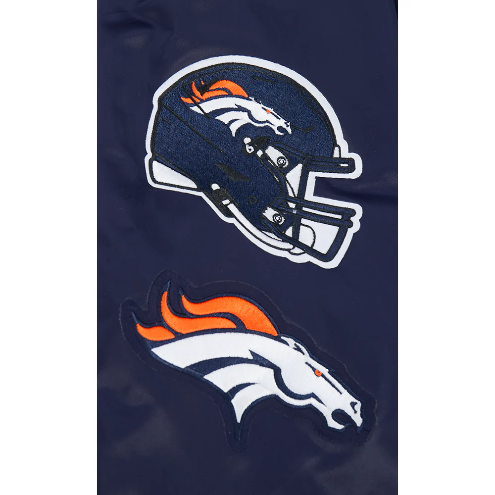 NFL DENVER BRONCOS OLD ENGLISH MEN'S RIB SATIN JACKET (MIDNIGHT NAVY/ORANGE/MIDNIGHT NAVY) - Image 5