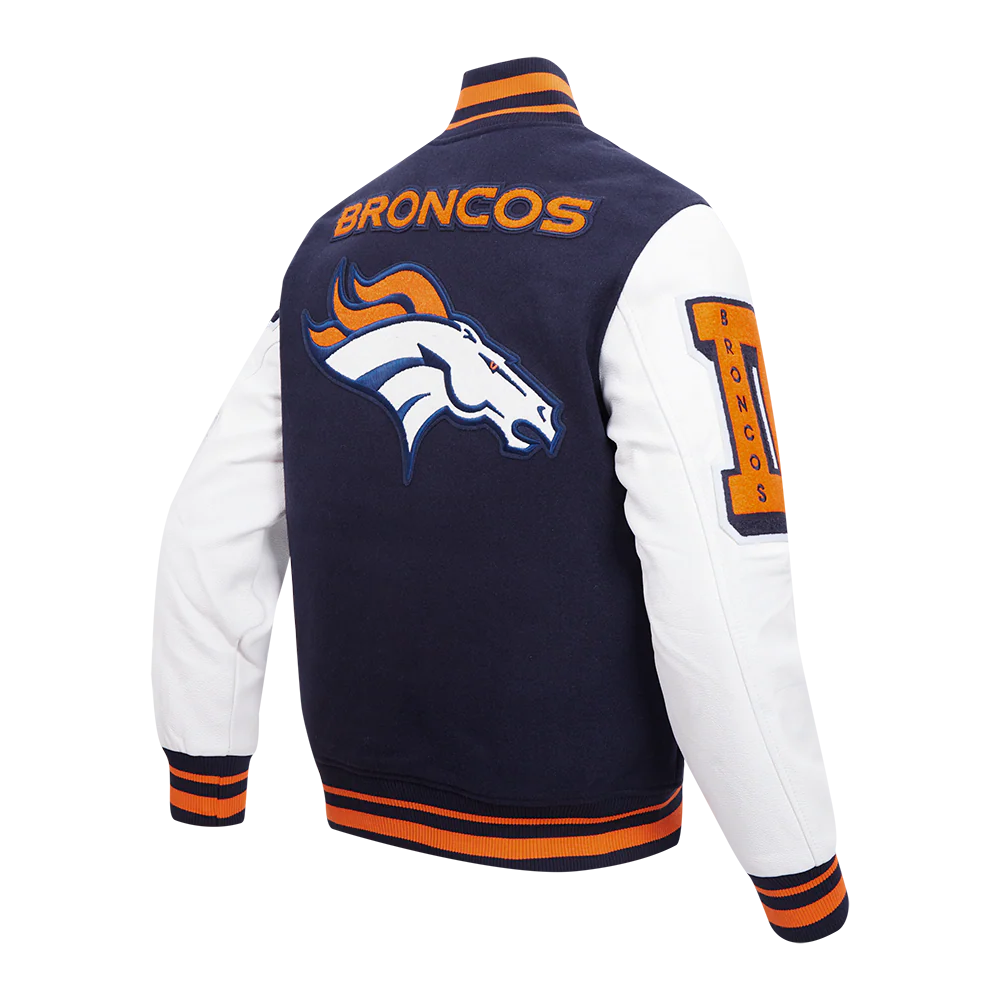 NFL DENVER BRONCOS MASHUP MEN'S RIB WOOL VARSITY JACKET (MIDNIGHT NAVY/ORANGE/MIDNIGHT NAVY) - Image 4