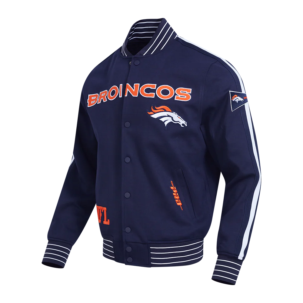 NFL DENVER BRONCOS PRO GAME DAY MEN'S DBL KNIT JACKET (MIDNIGHT NAVY/WHITE) - Image 5