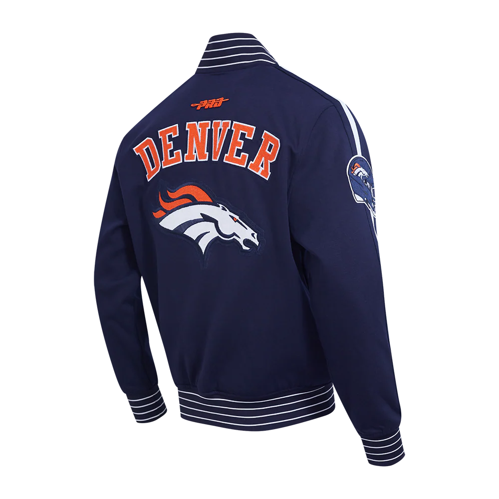 NFL DENVER BRONCOS PRO GAME DAY MEN'S DBL KNIT JACKET (MIDNIGHT NAVY/WHITE) - Image 6