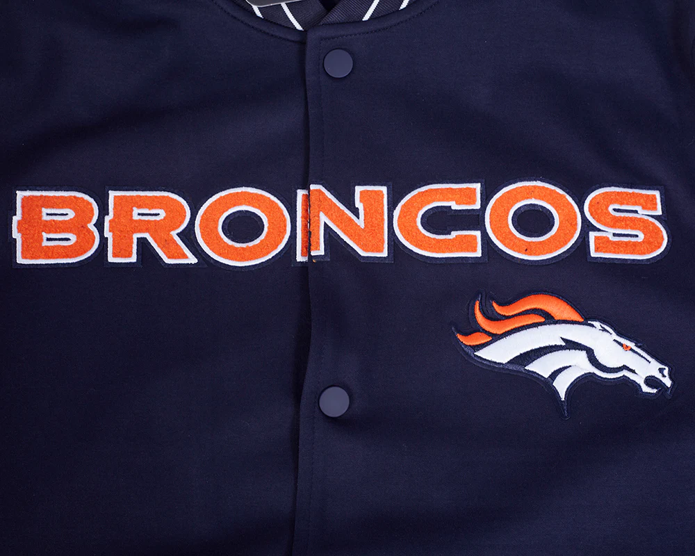 NFL DENVER BRONCOS PRO GAME DAY MEN'S DBL KNIT JACKET (MIDNIGHT NAVY/WHITE) - Image 8