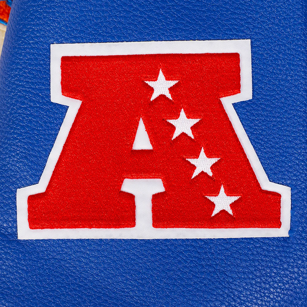 NFL DENVER BRONCOS RETRO CLASSIC MEN'S RIB WOOL VARSITY JACKET (EGGSHELL/ROYAL BLUE) - Image 5
