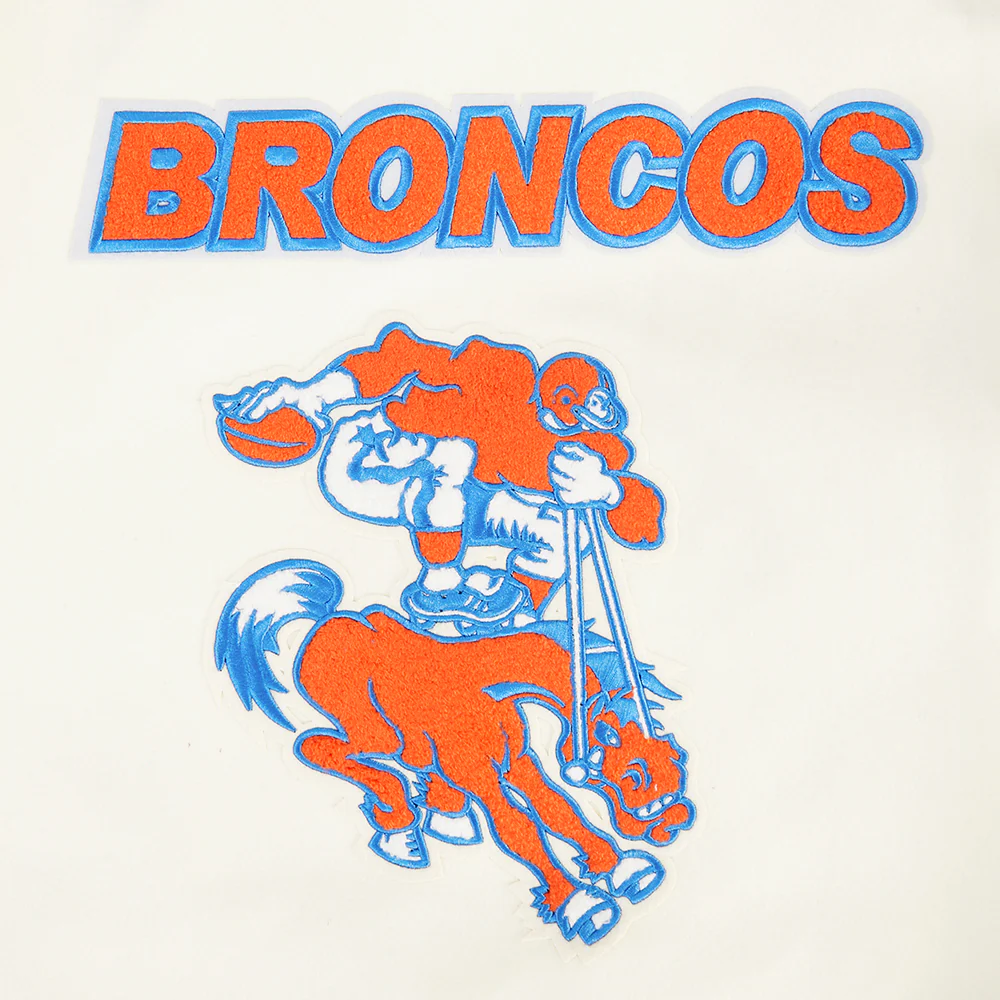NFL DENVER BRONCOS RETRO CLASSIC MEN'S RIB WOOL VARSITY JACKET (EGGSHELL/UNIVERSITY BLUE) - Image 4