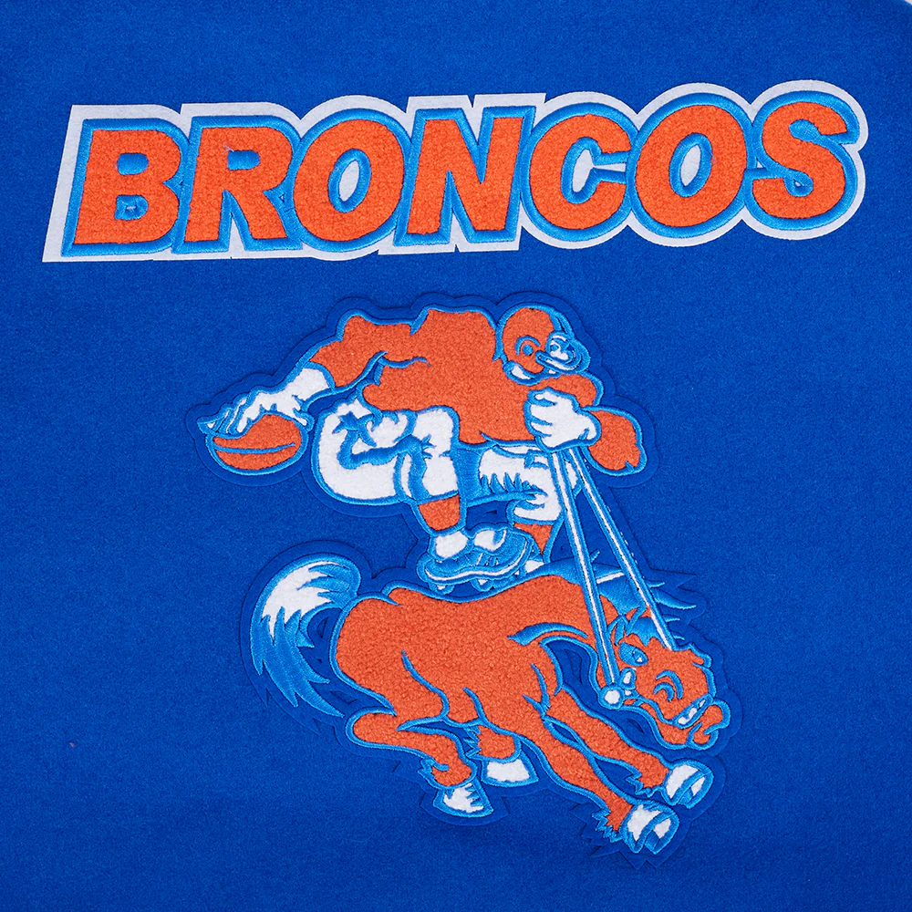 NFL DENVER BRONCOS RETRO CLASSIC MEN'S RIB WOOL VARSITY JACKET (ROYAL BLUE/ORANGE) - Image 11