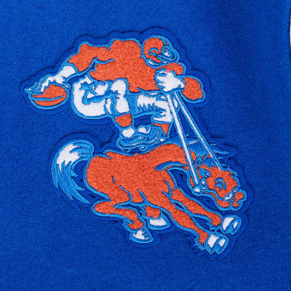 NFL DENVER BRONCOS RETRO CLASSIC MEN'S RIB WOOL VARSITY JACKET (ROYAL BLUE/ORANGE) - Image 5