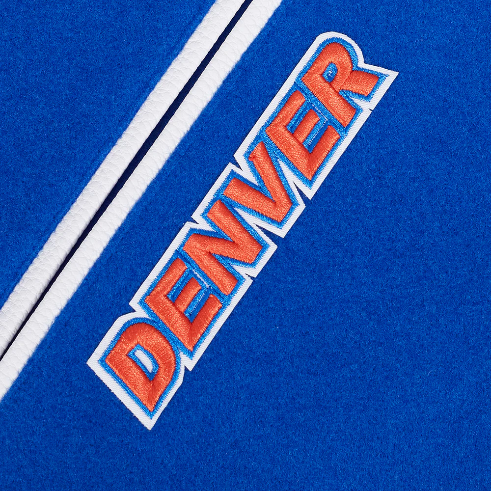 NFL DENVER BRONCOS RETRO CLASSIC MEN'S RIB WOOL VARSITY JACKET (ROYAL BLUE/ORANGE) - Image 7