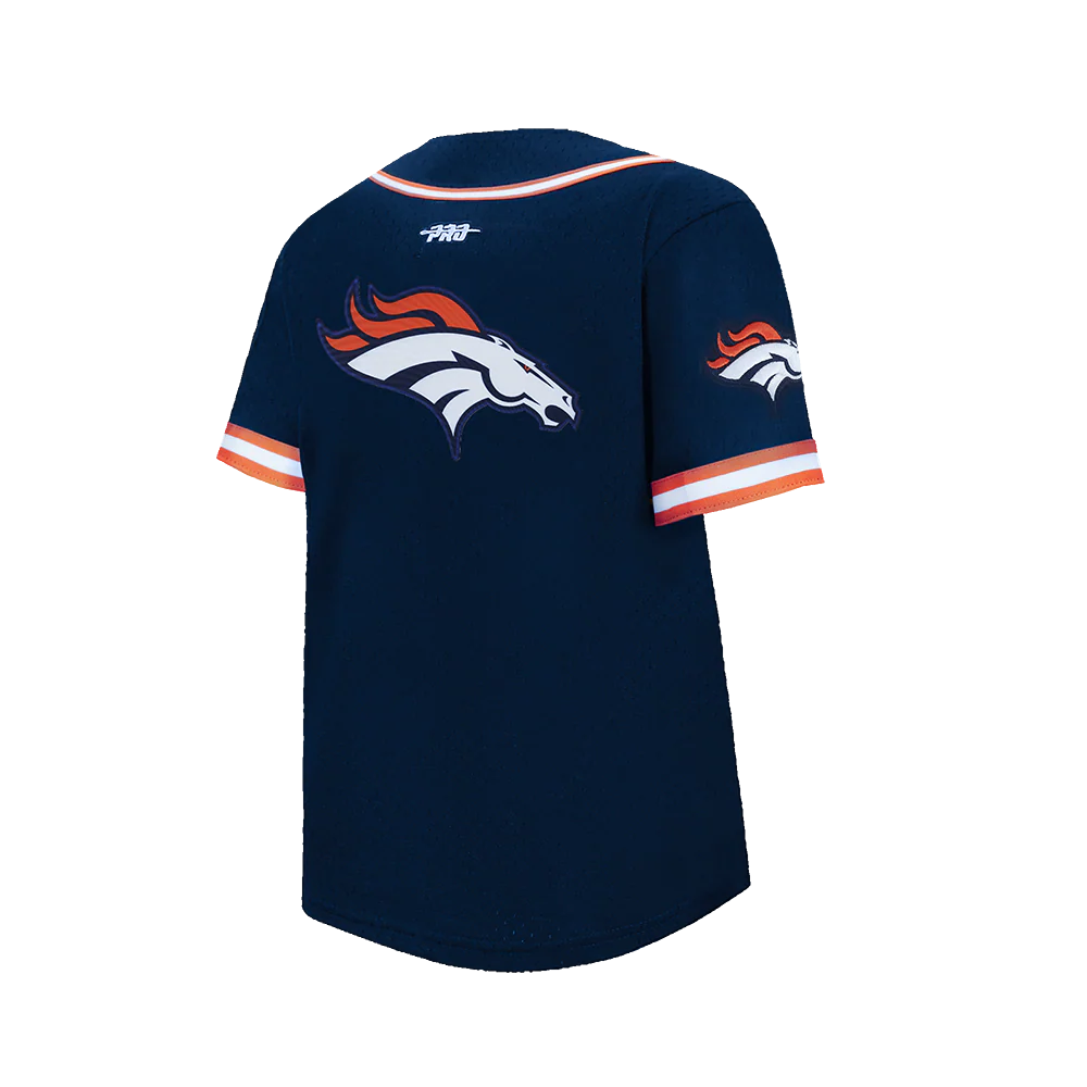 NFL DENVER BRONCOS CLASSIC BIG BOY'S MESH BUTTON DOWN SHIRT (MIDNIGHT NAVY/ORANGE) - Image 4