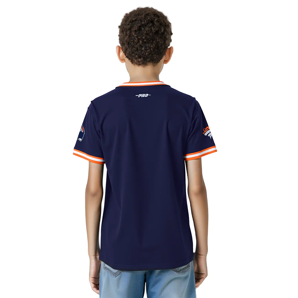 NFL DENVER BRONCOS CLASSIC BIG BOYS SHORT SLEEVE STRIPED RIB TEE (MIDNIGHT NAVY/ORANGE) - Image 2