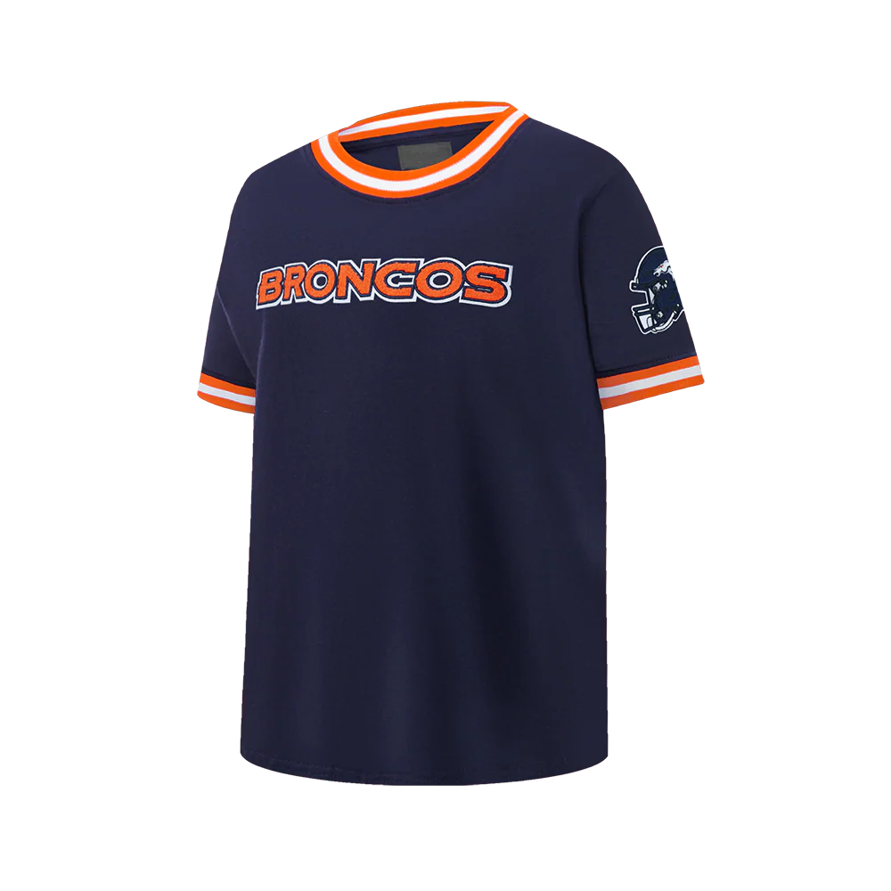 NFL DENVER BRONCOS CLASSIC BIG BOYS SHORT SLEEVE STRIPED RIB TEE (MIDNIGHT NAVY/ORANGE) - Image 3