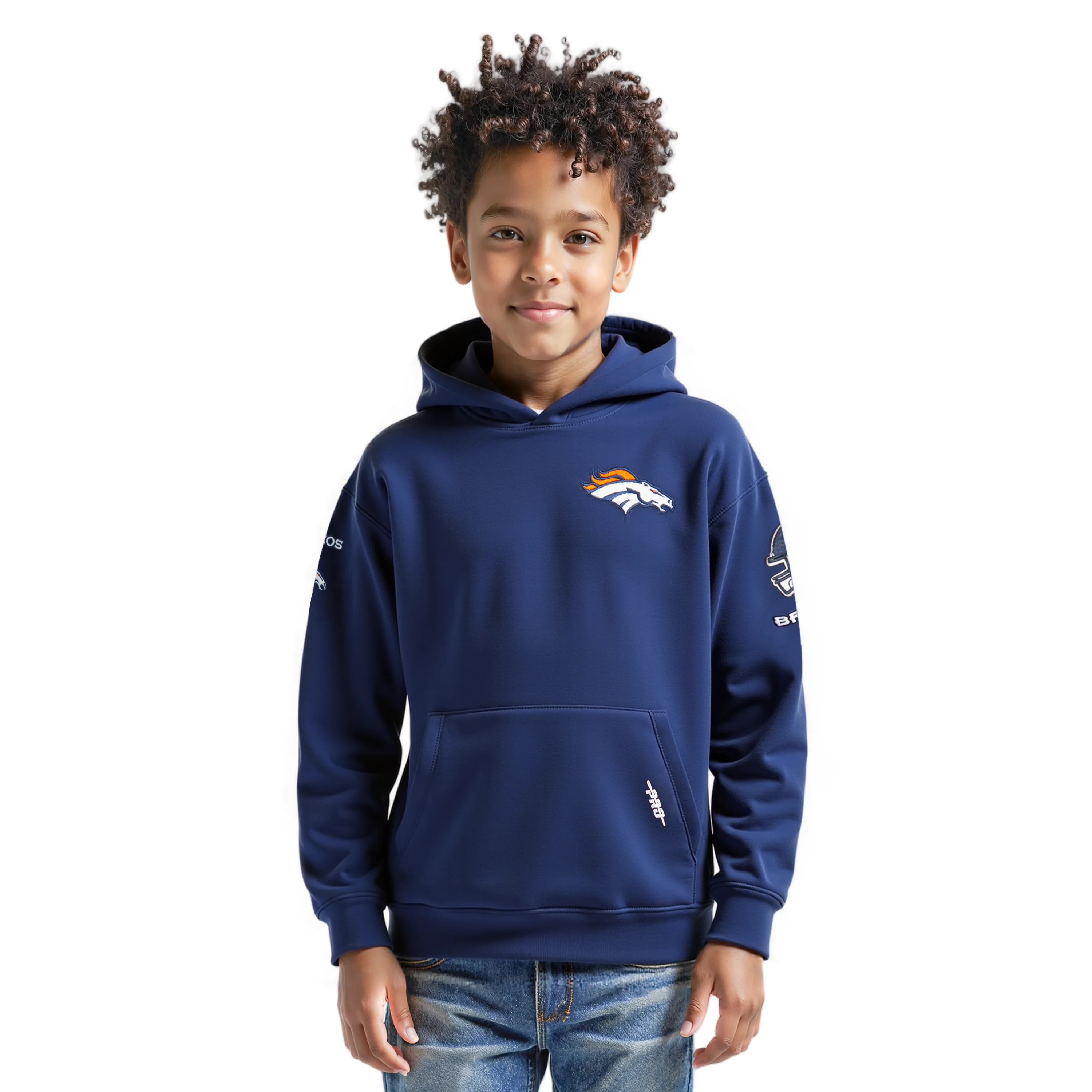 NFL DENVER BRONCOS CLASSIC BIG BOYS FLEECE PULLOVER HOODIE (MIDNIGHT NAVY)