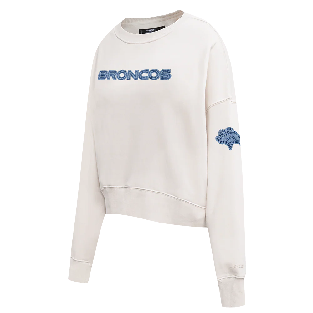 NFL DENVER BRONCOS VARSITY BLUES WOMEN'S FLC CREWNECK (LINEN) - Image 3