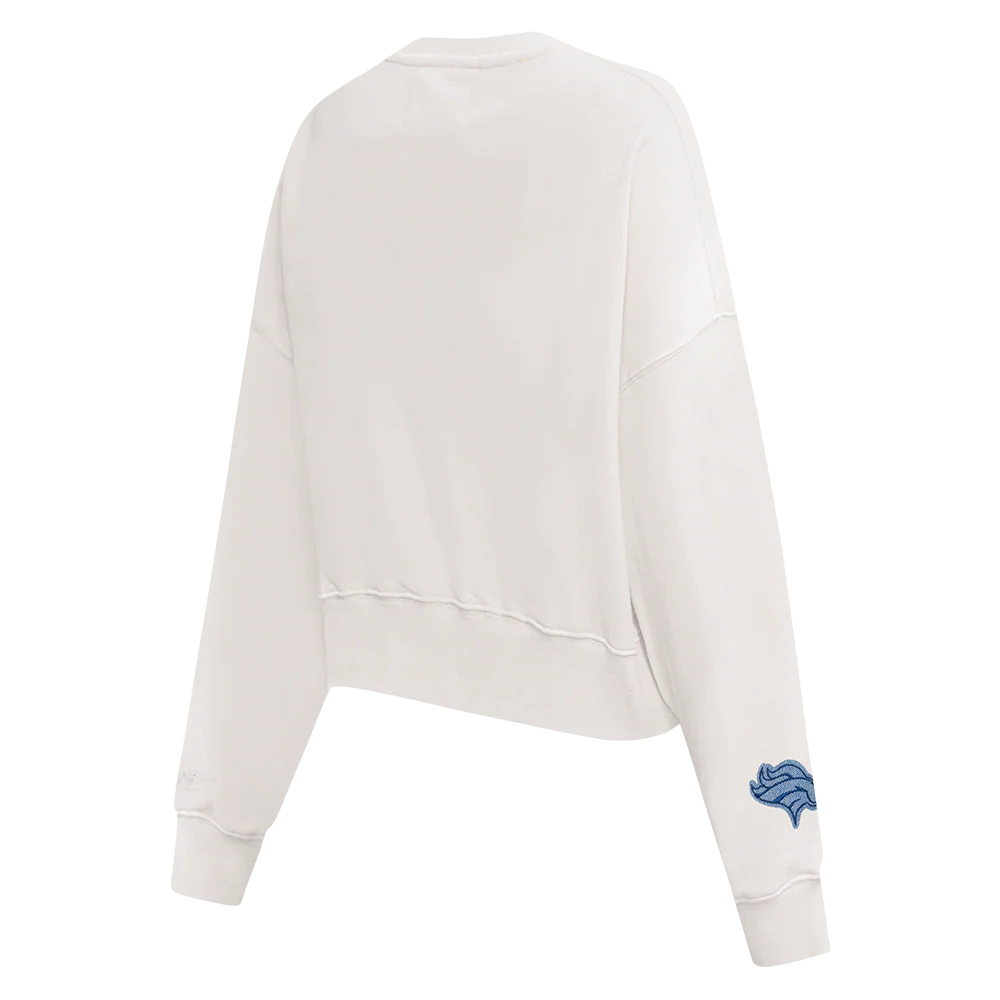 NFL DENVER BRONCOS VARSITY BLUES WOMEN'S FLC CREWNECK (LINEN) - Image 4