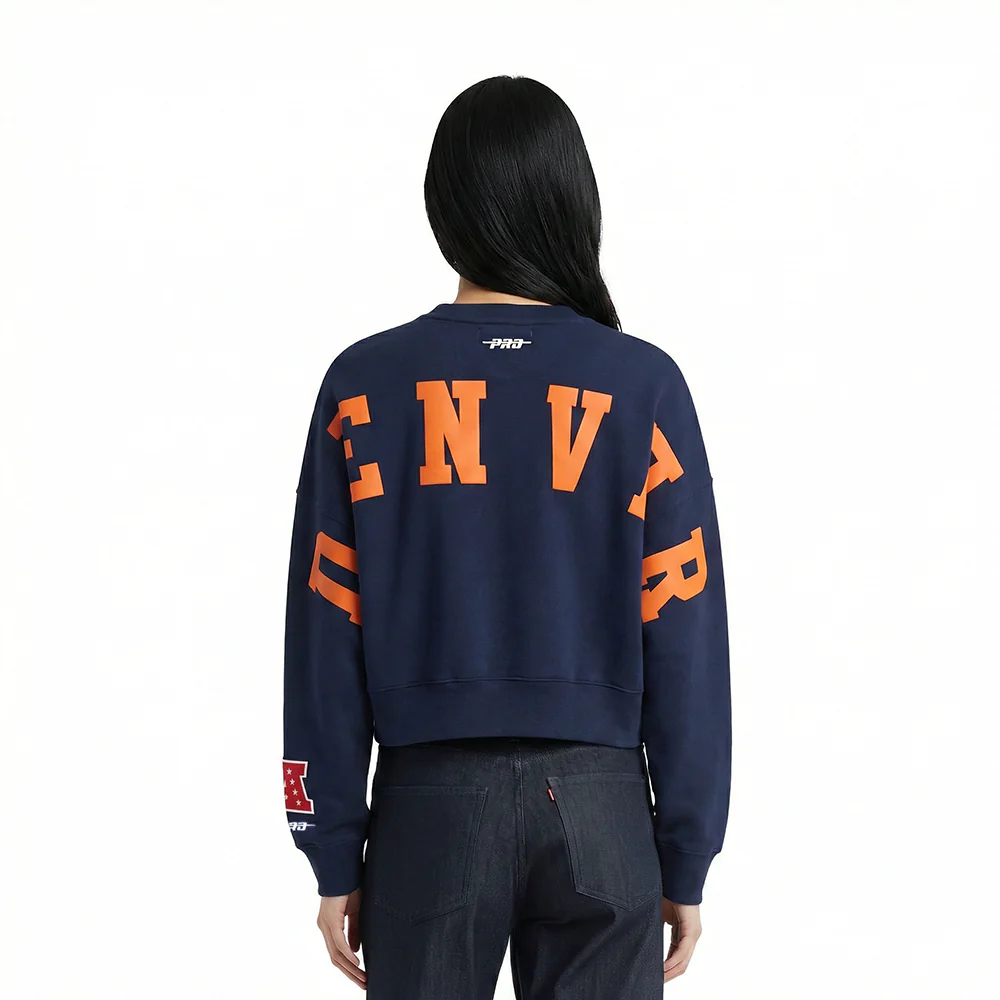 NFL DENVER BRONCOS WINGSPAN WOMEN'S FLC CREWNECK (MIDNIGHT NAVY)