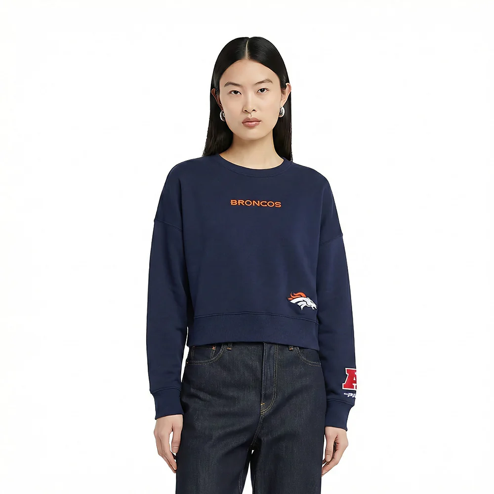 NFL DENVER BRONCOS WINGSPAN WOMEN'S FLC CREWNECK (MIDNIGHT NAVY) - Image 2