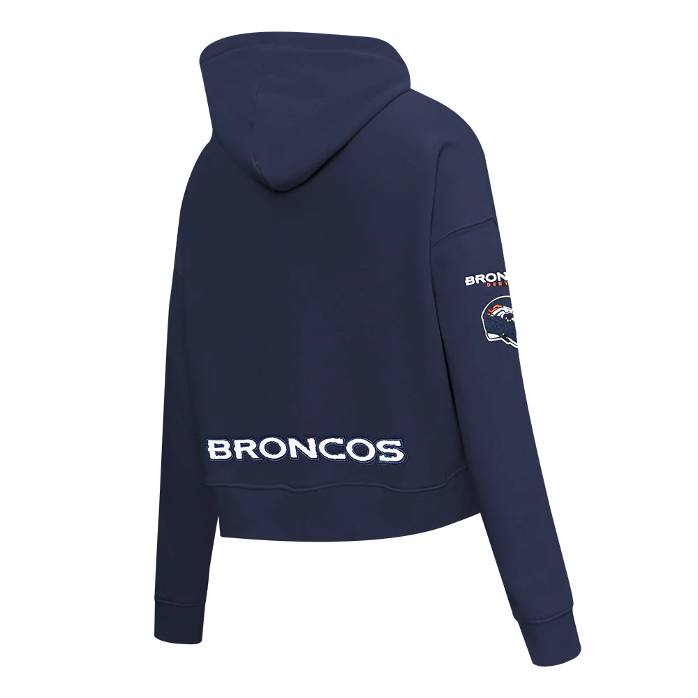 NFL DENVER BRONCOS CLASSIC WOMEN'S FLEECE CROPPED PULLOVER HOODIE (MIDNIGHT NAVY) - Image 4
