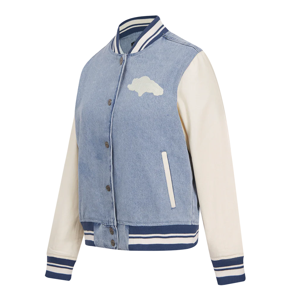 NFL DENVER BRONCOS VARSITY BLUES WOMEN'S DENIM VARSITY JACKET (DENIM/LINEN) - Image 4