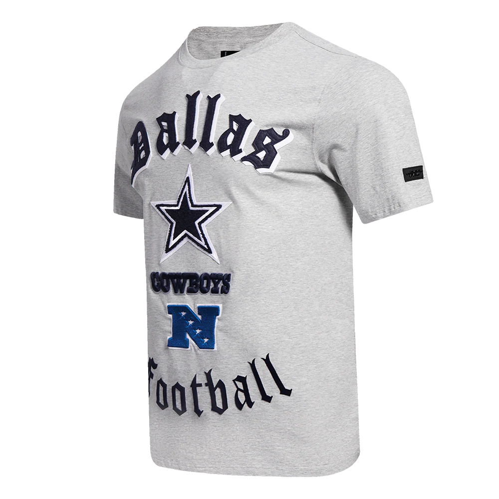 NFL DALLAS COWBOYS OLD ENGLISH MEN'S TEE (HEATHER GREY) - Image 2