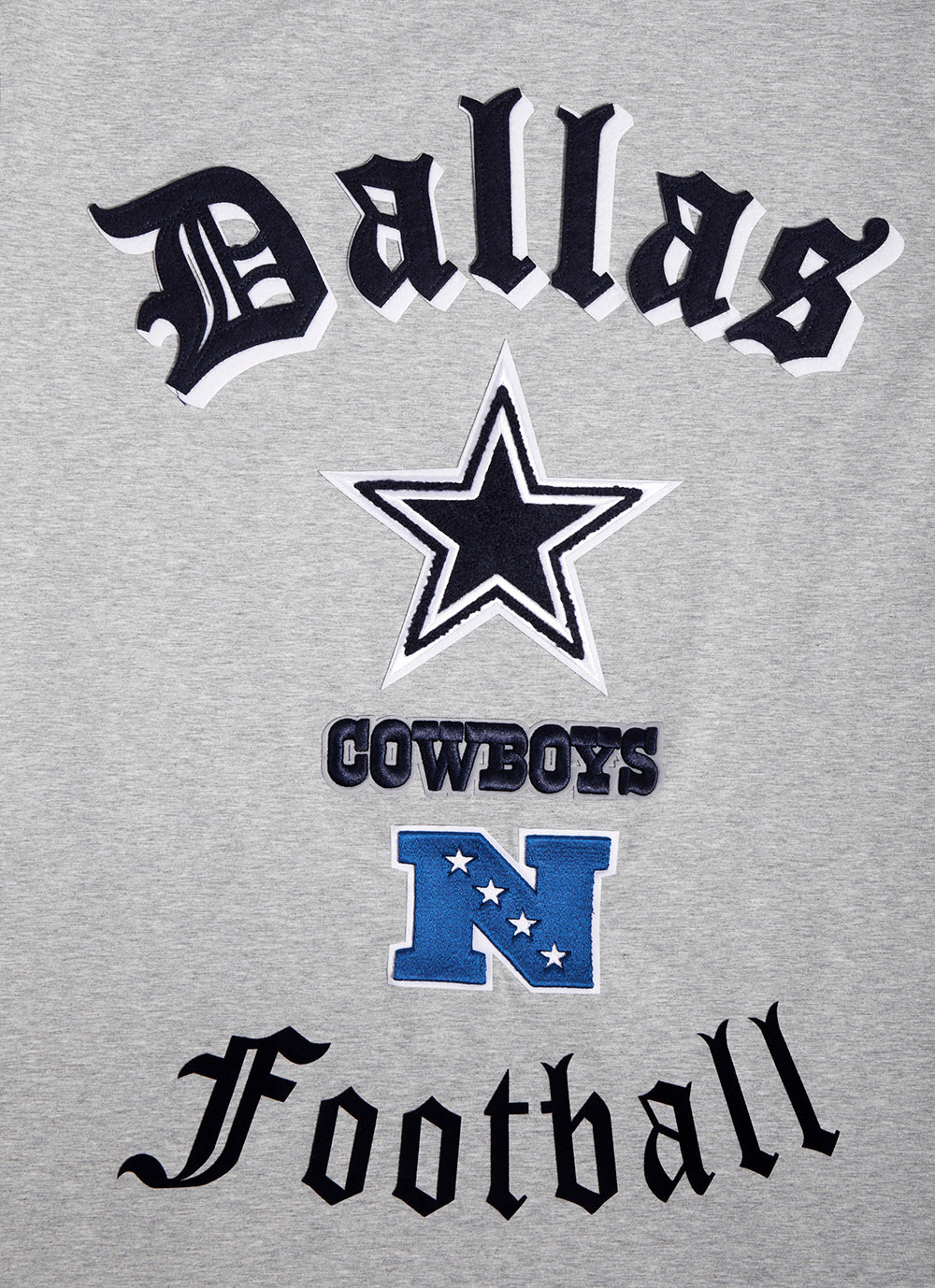 NFL DALLAS COWBOYS OLD ENGLISH MEN'S TEE (HEATHER GREY) - Image 5