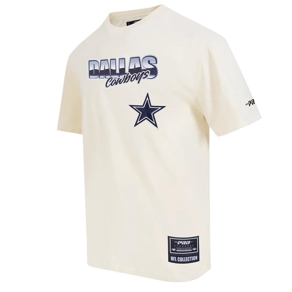 NFL DALLAS COWBOYS CHROME MEN'S COTTON JERSEY DROP SHOULDER TEE (EGGSHELL) - Image 2