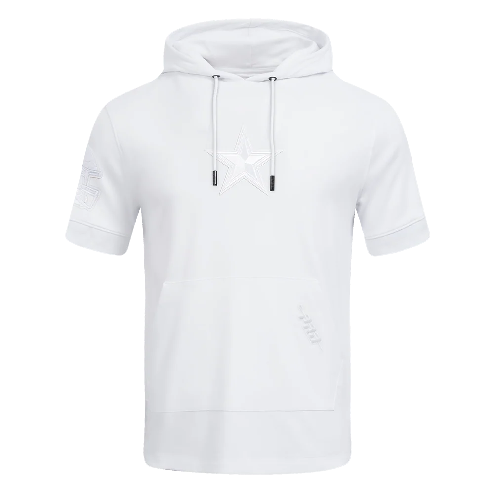 NFL DALLAS COWBOYS WHITE OUT MEN'S SHORT SLEEVE PULLOVER HOODIE (WHITE)