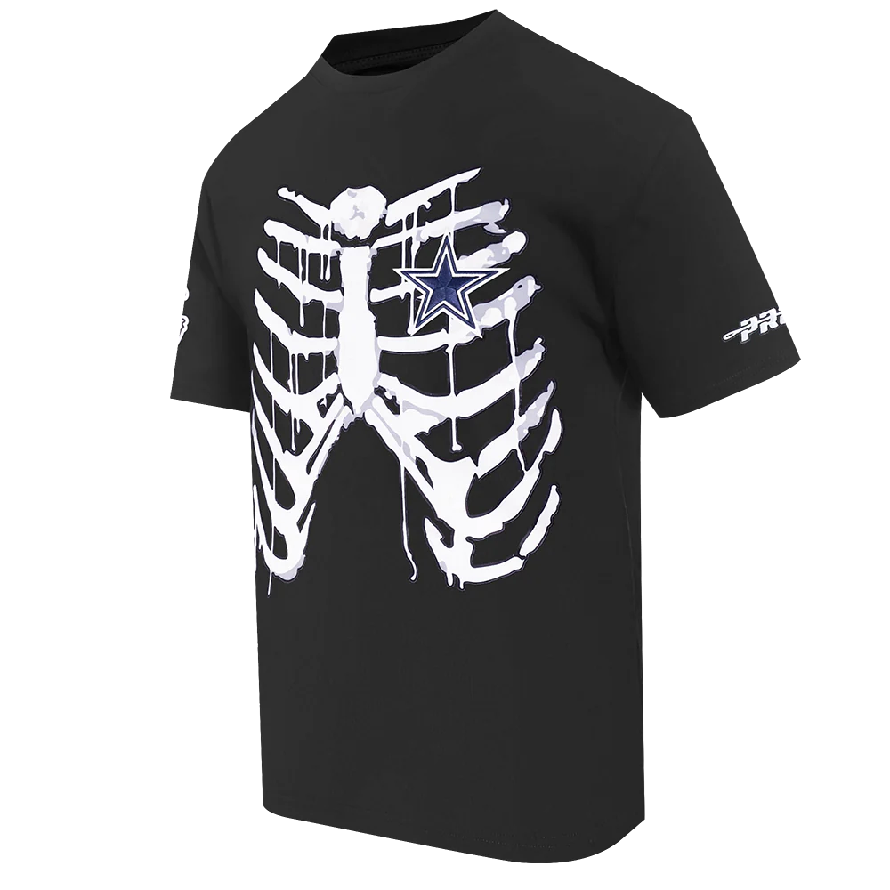 NFL DALLAS COWBOYS RIB CAGE MEN'S COTTON JERSEY DROP SHOULDER TEE (BLACK) - Image 2