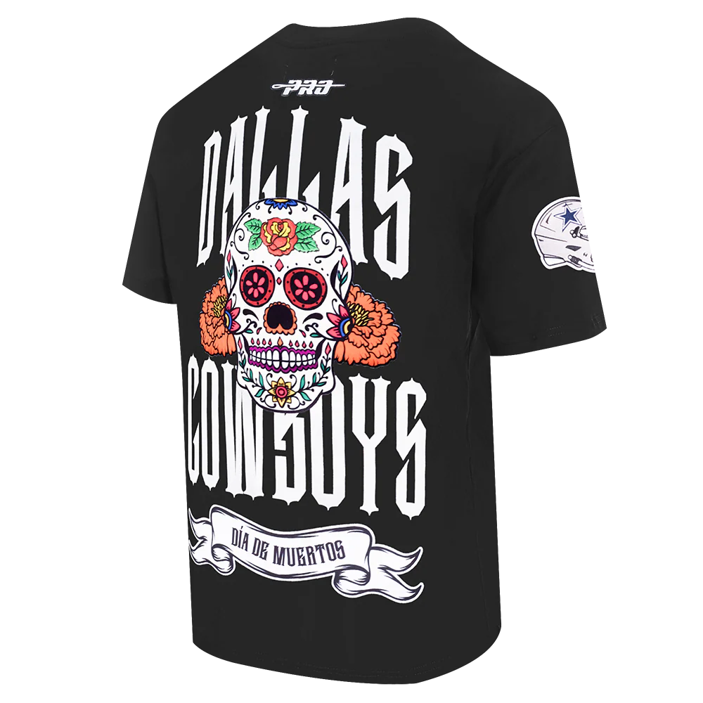 NFL DALLAS COWBOYS RIB CAGE MEN'S COTTON JERSEY DROP SHOULDER TEE (BLACK) - Image 3