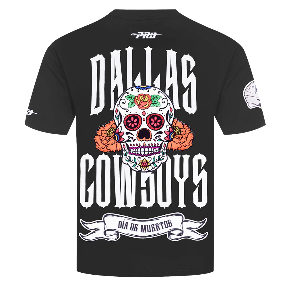 NFL DALLAS COWBOYS RIB CAGE MEN'S COTTON JERSEY DROP SHOULDER TEE (BLACK) - Image 4