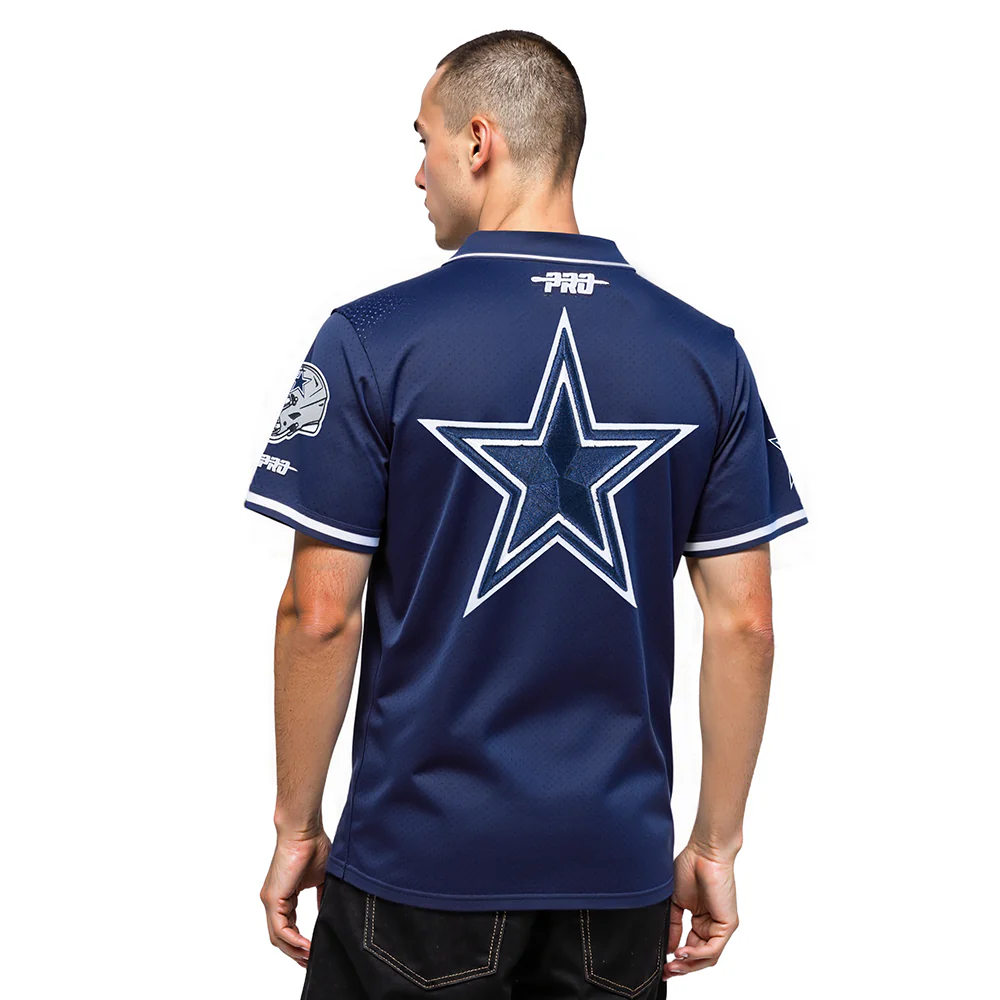 NFL DALLAS COWBOYS CEE DEE LAMB #88 CLASSIC MESH PNN MEN'S MESH BUTTON DOWN SHIRT (MIDNIGHT NAVY) - Image 2