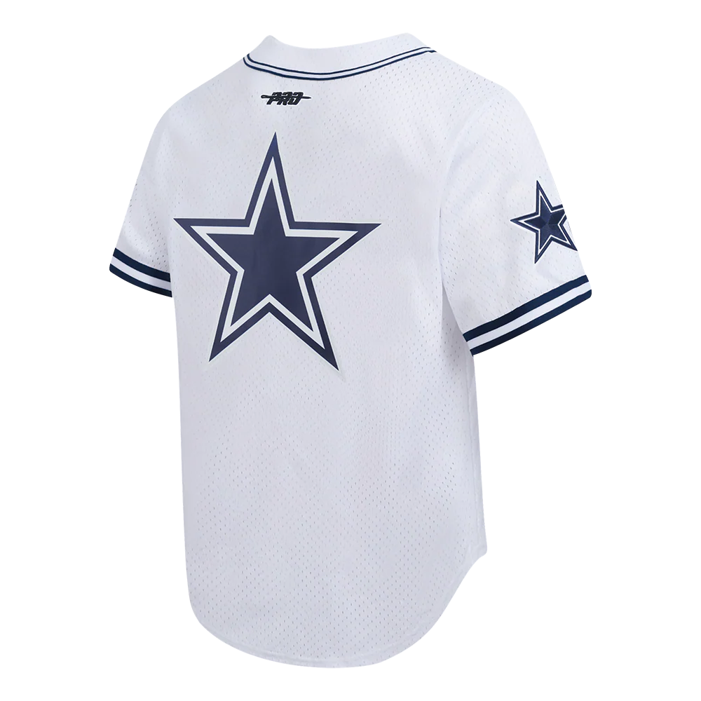 NFL DALLAS COWBOYS CEE DEE LAMB #88 CLASSIC MESH PNN MEN'S MESH BUTTON DOWN SHIRT (WHITE/MIDNIGHT NAVY) - Image 4