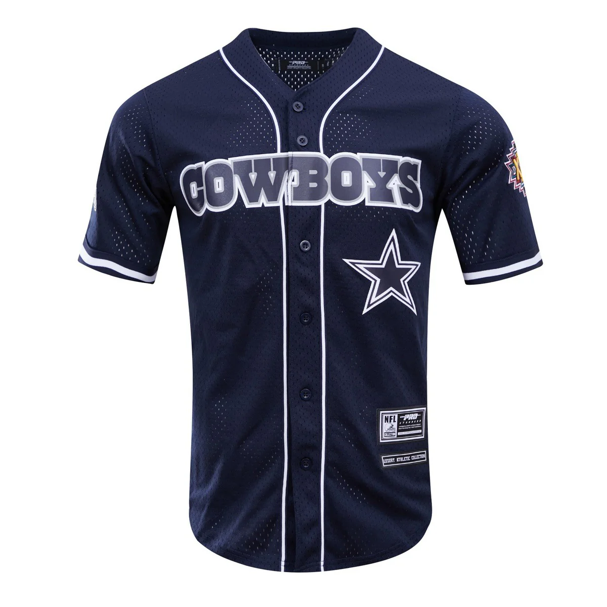 NFL DALLAS COWBOYS LOGO MEN'S MESH BUTTON DOWN JERSEY (MIDNIGHT NAVY)