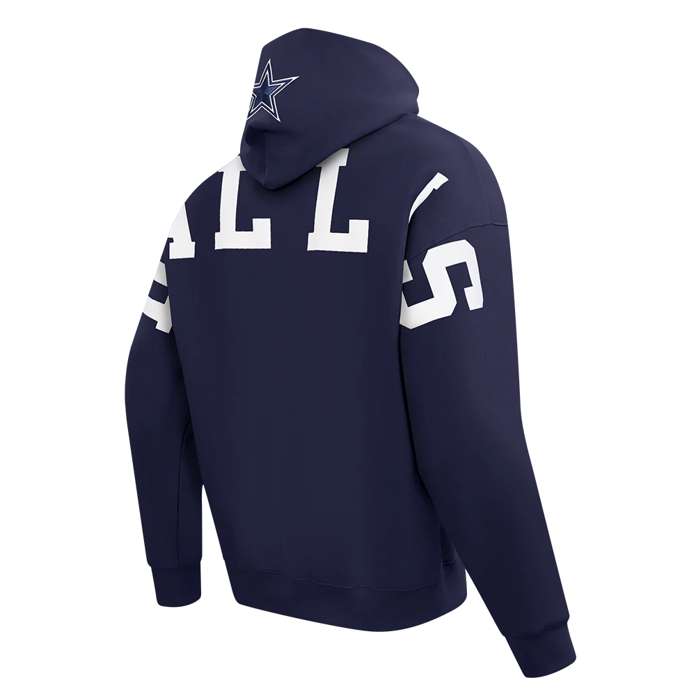 NFL DALLAS COWBOYS WINGSPAN MEN'S DROP SHOULDER FLEECE PULLOVER HOODIE (MIDNIGHT NAVY) - Image 6