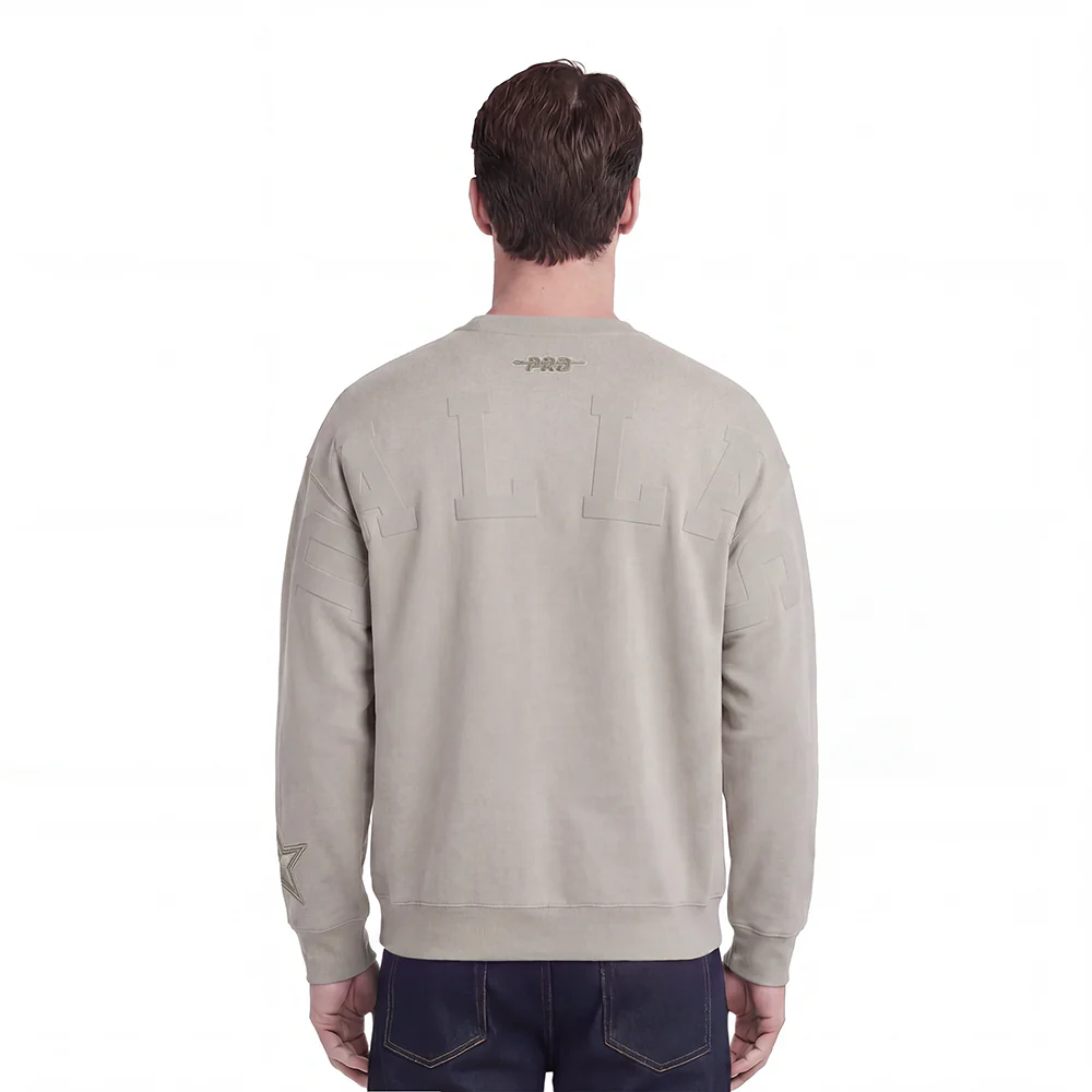 NFL DALLAS COWBOYS WINGSPAN MEN'S DROP SHOULDER FLEECE CREWNECK (TAUPE)